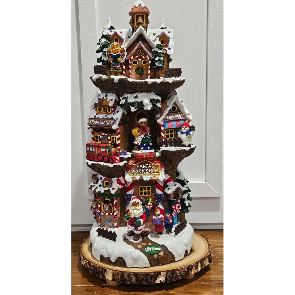Jaimy's Christmas Lighted Treehouse 20.5" 3 Story Santa's Workshop Village